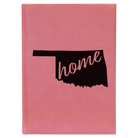 Large pink leatherette sketch book laser etched with 'Oklahoma Home' design