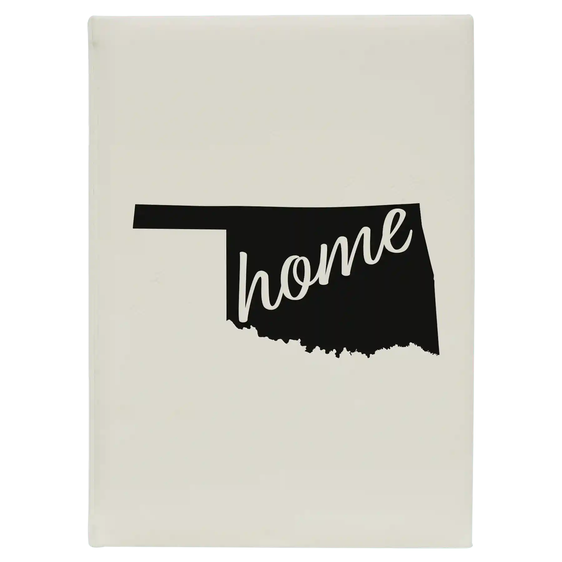 Large white leatherette sketch book laser etched with 'Oklahoma Home' design