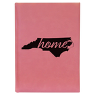 Large pink leatherette sketch book laser etched with 'North Carolina Home' design