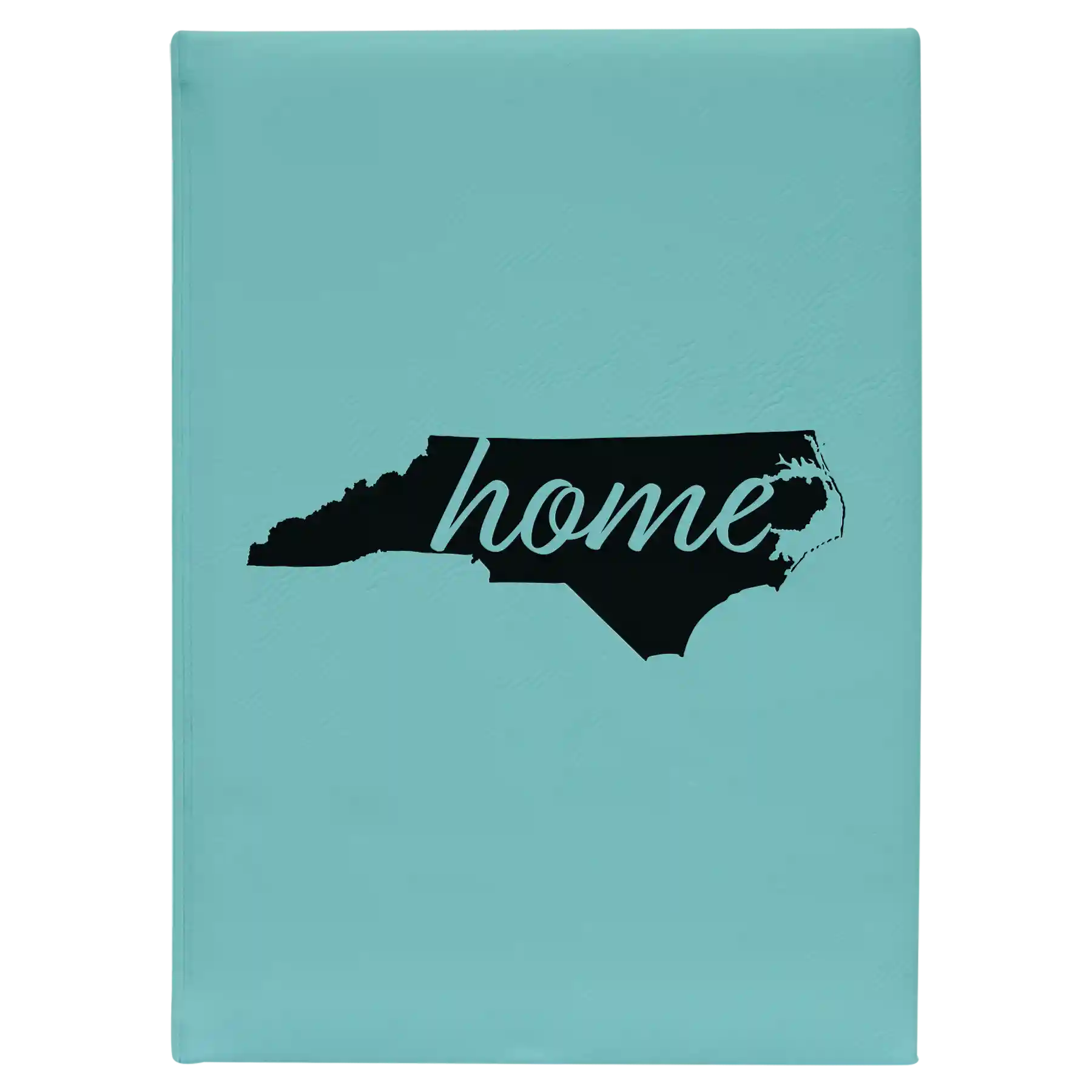 Large teal leatherette sketch book laser etched with 'North Carolina Home' design