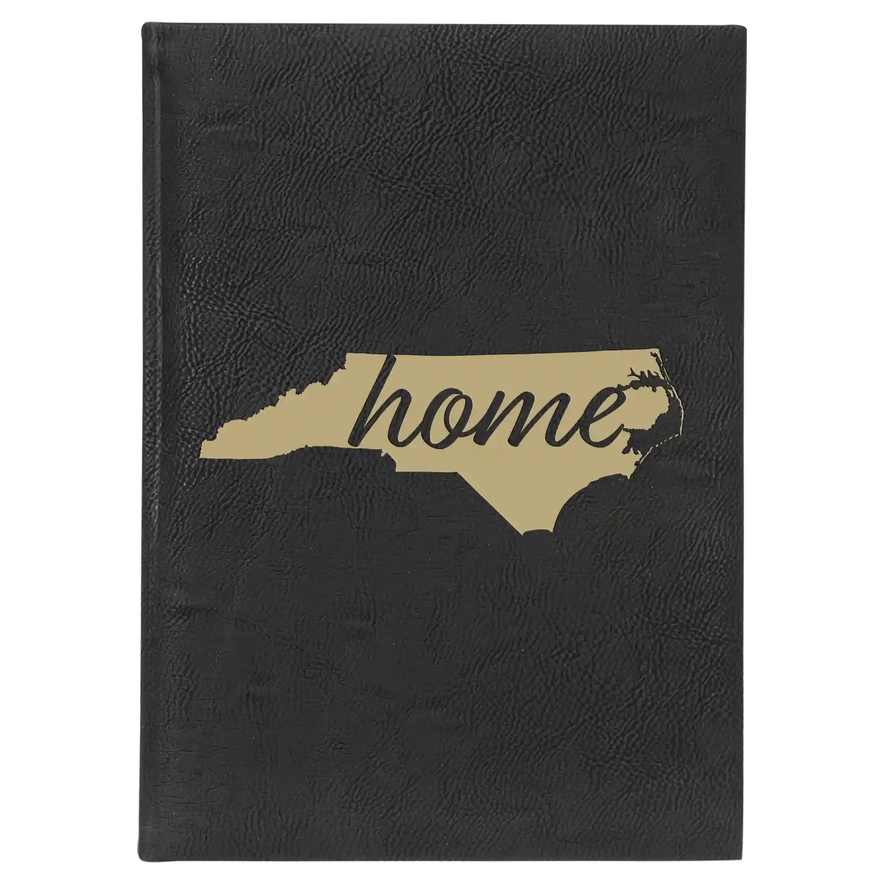Large black/gold leatherette sketch book laser etched with 'North Carolina Home' design