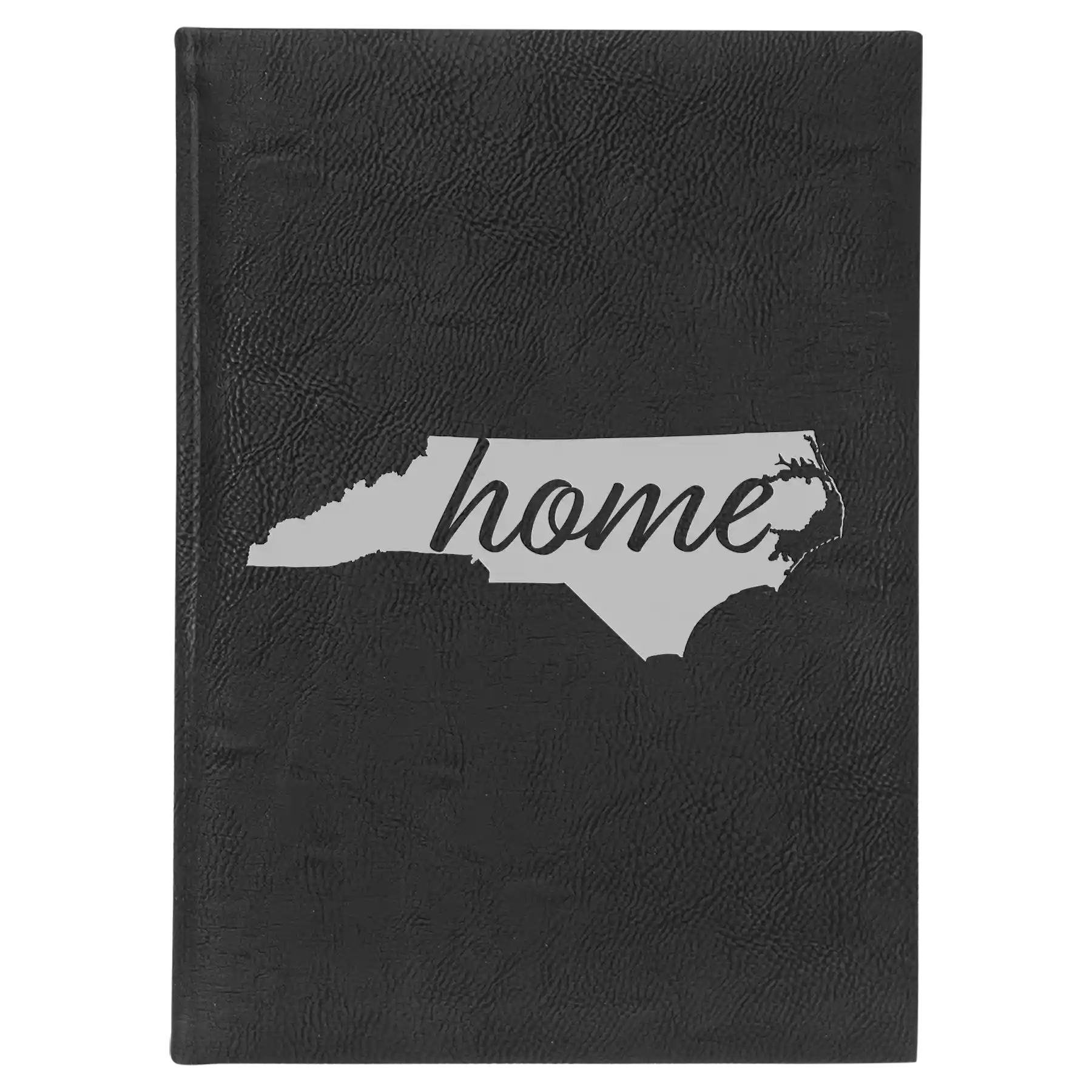 Large black/silver leatherette sketch book laser etched with 'North Carolina Home' design