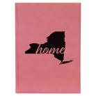 Large pink leatherette sketch book laser etched with 'New York Home' design