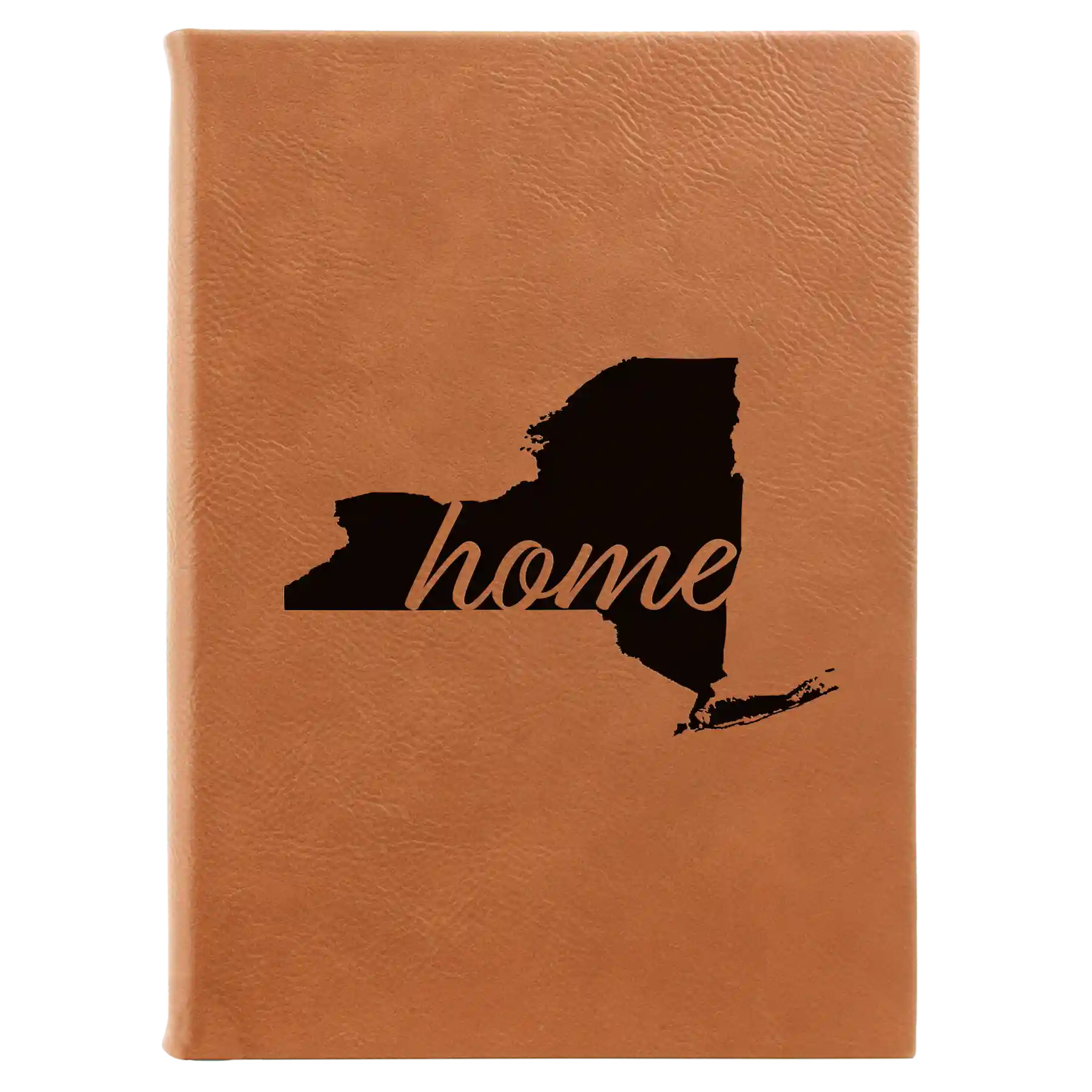 Large rawhide leatherette journal laser etched with 'New York Home' design