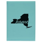 Large teal leatherette sketch book laser etched with 'New York Home' design