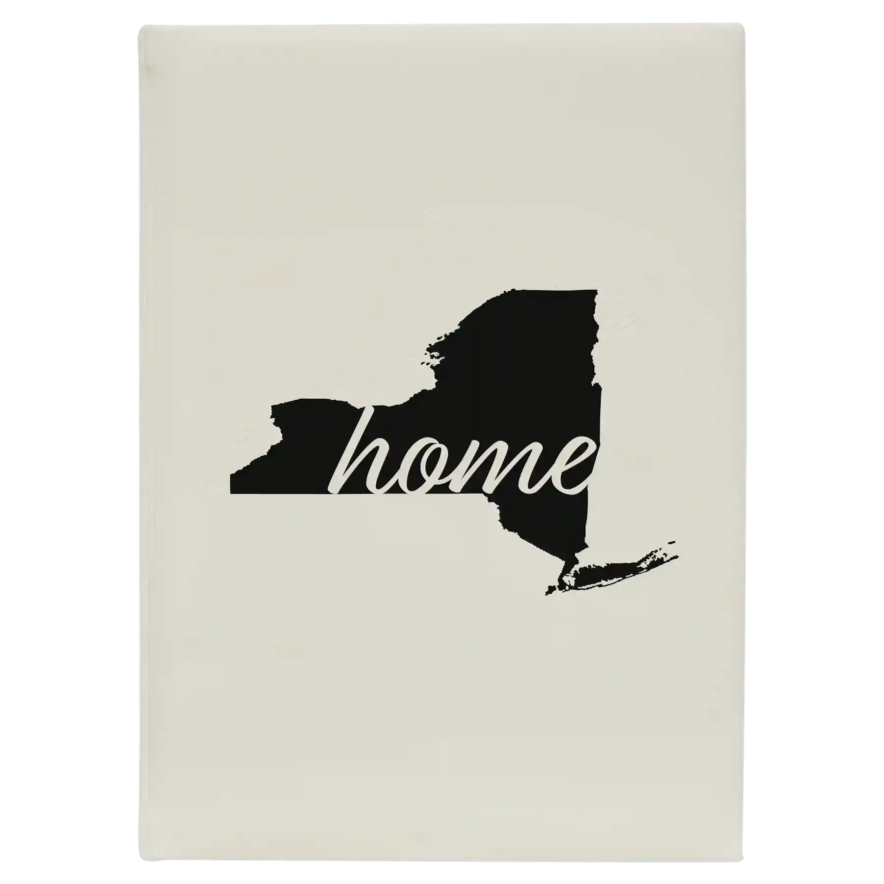 Large white leatherette journal laser etched with 'New York Home' design