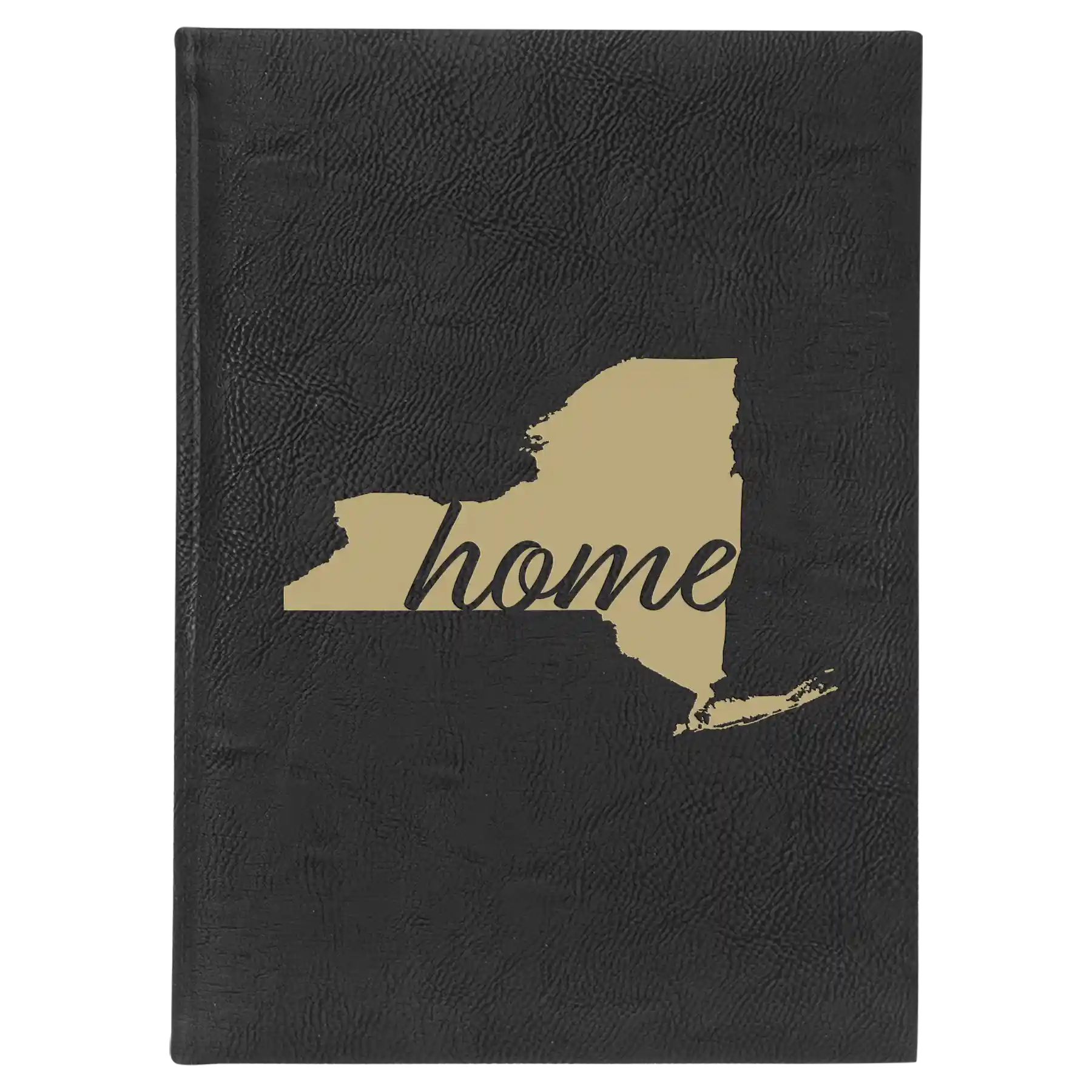 Large black/gold leatherette sketch book laser etched with 'New York Home' design