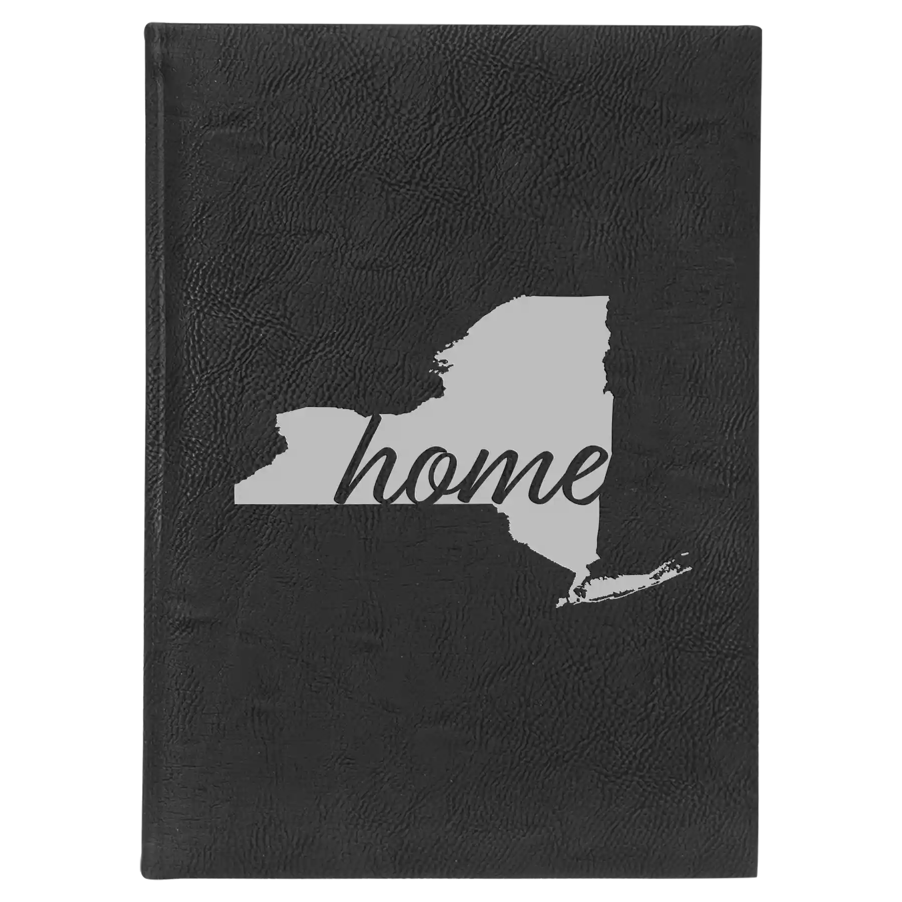 Large black/silver leatherette journal laser etched with 'New York Home' design