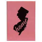 Large pink leatherette sketch book laser etched with 'New Jersey Home' design
