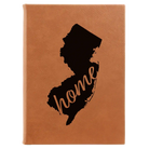Large rawhide leatherette sketch book laser etched with 'New Jersey Home' design