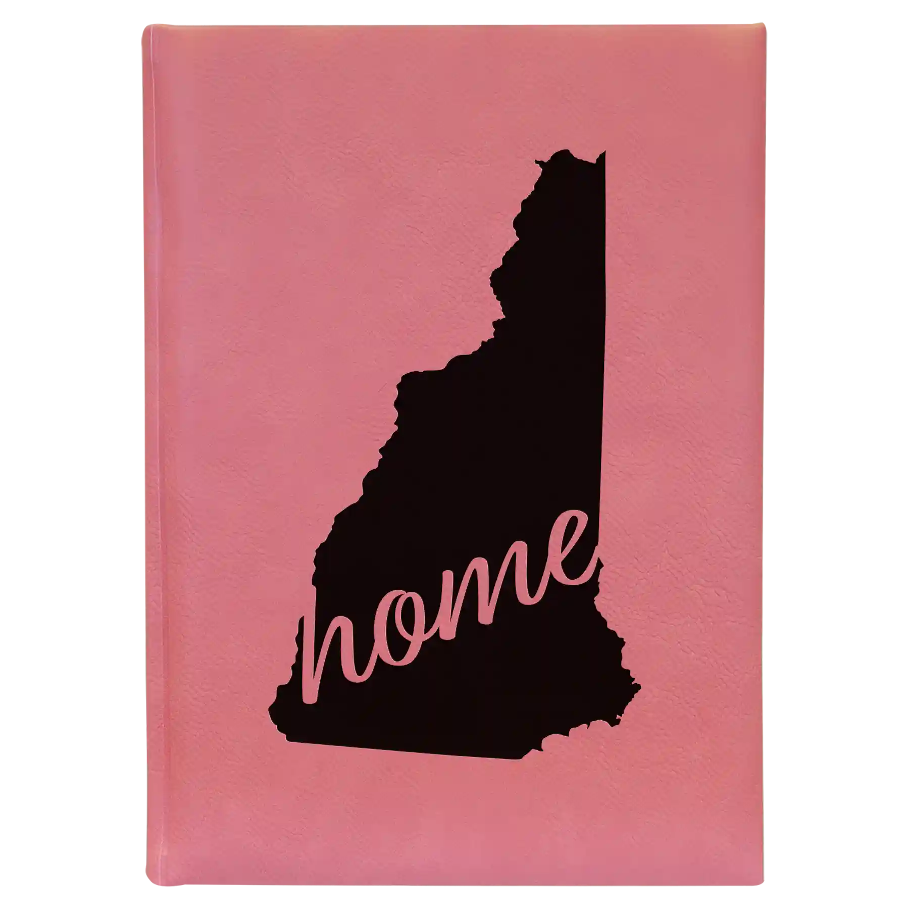 Large pink leatherette journal laser etched with 'New Hampshire Home' design