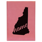Large pink leatherette sketch book laser etched with 'New Hampshire Home' design