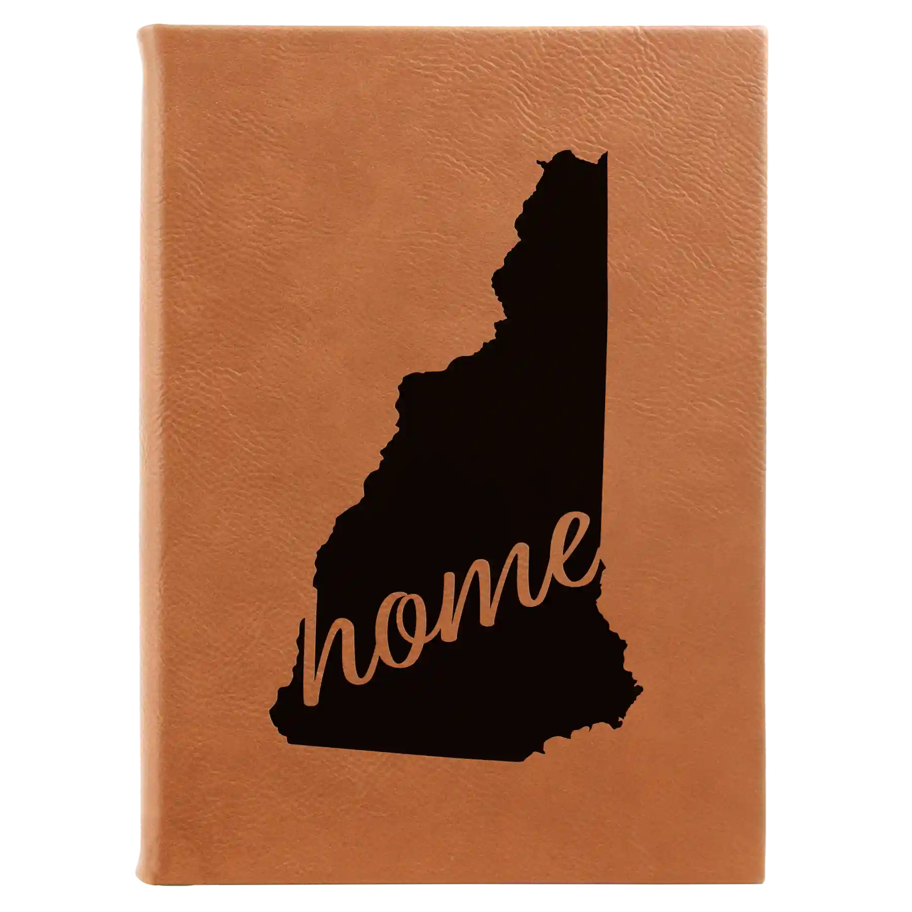 Large rawhide leatherette journal laser etched with 'New Hampshire Home' design