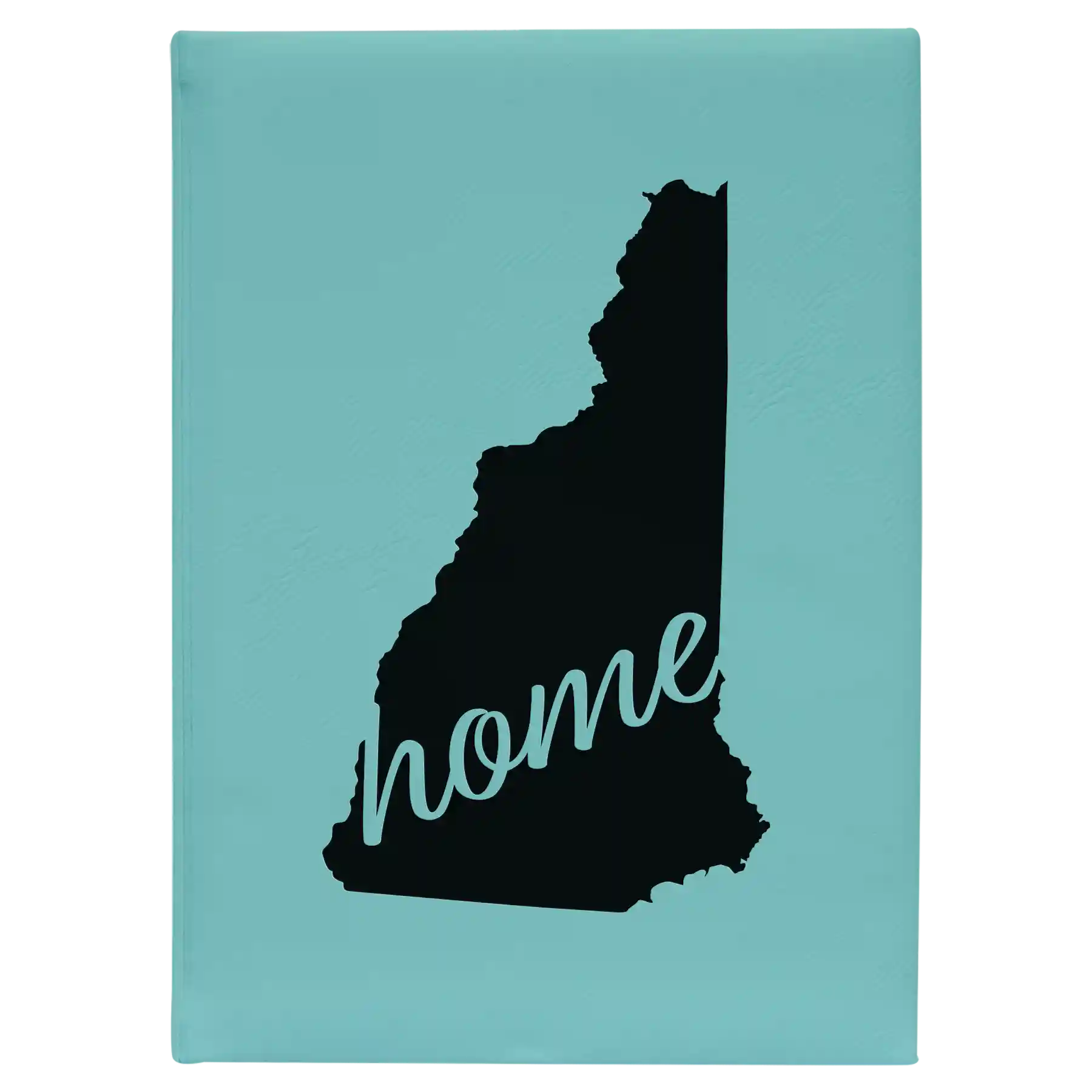 Large teal leatherette journal laser etched with 'New Hampshire Home' design