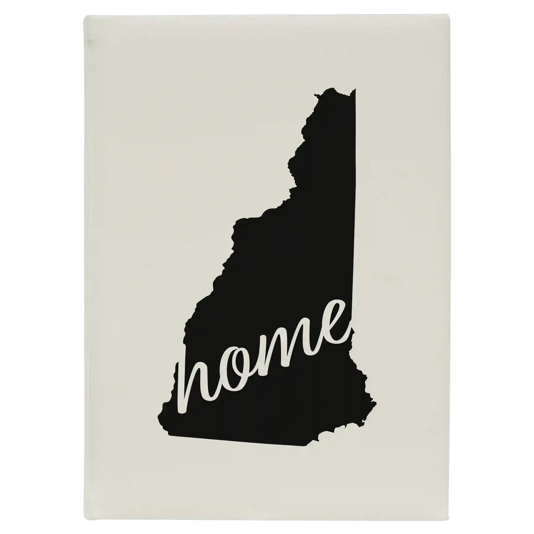 Large white leatherette sketch book laser etched with 'New Hampshire Home' design