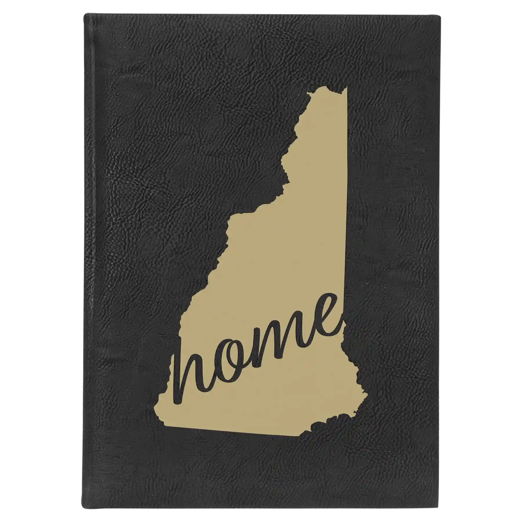 Large black/gold leatherette sketch book laser etched with 'New Hampshire Home' design