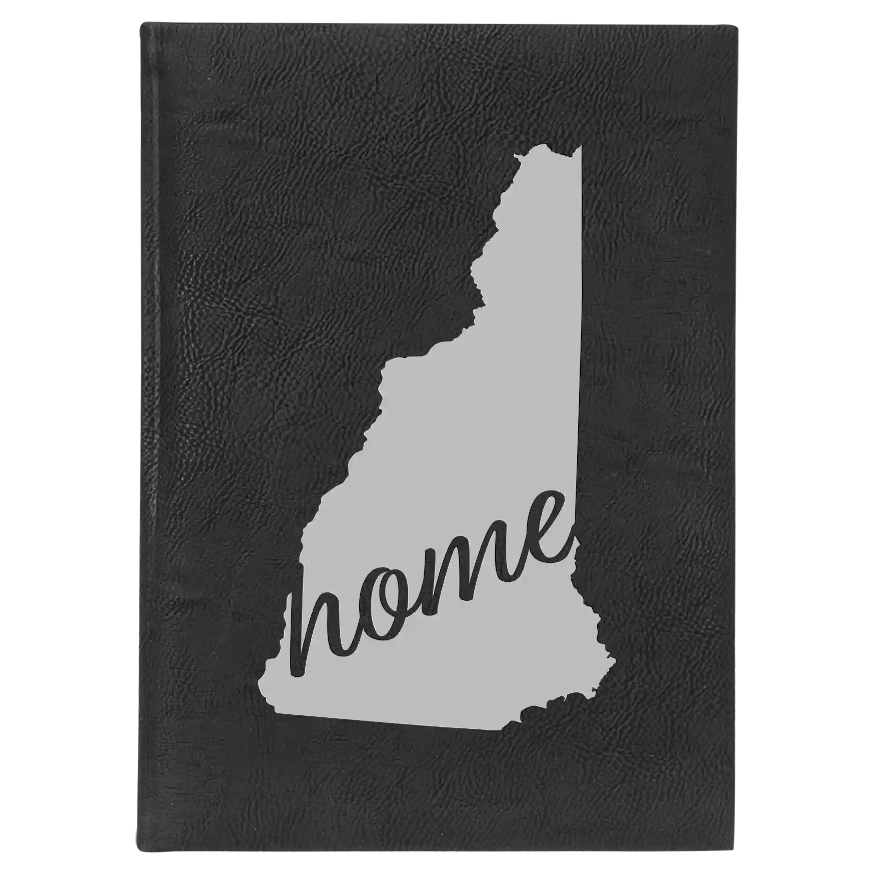 Large black/silver leatherette journal laser etched with 'New Hampshire Home' design