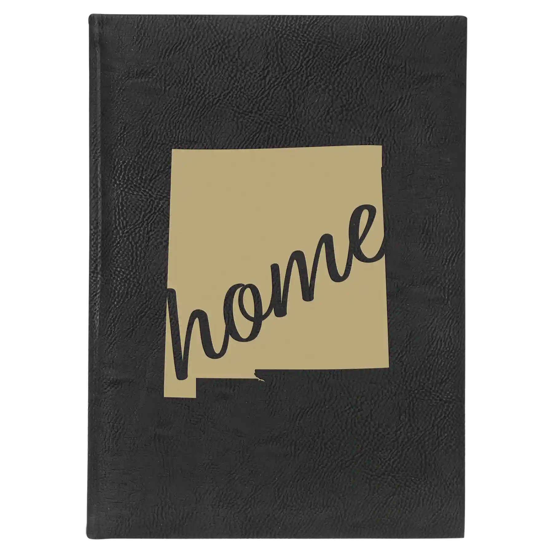 Large black/gold leatherette journal laser etched with 'New Mexico home' design