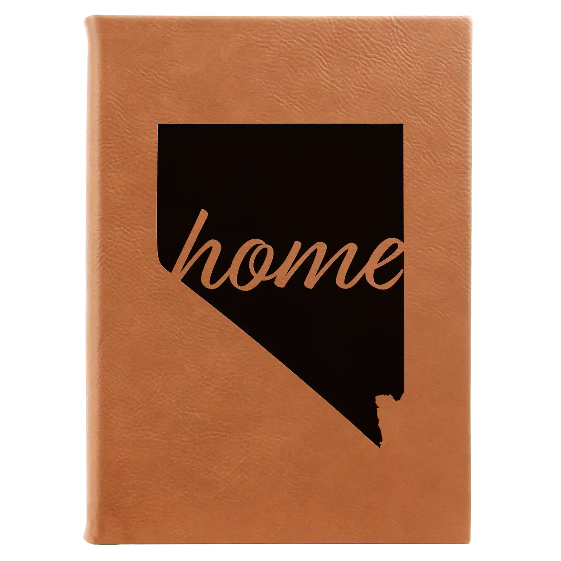 Large rawhide leatherette journal laser etched with 'Nevada Home' design