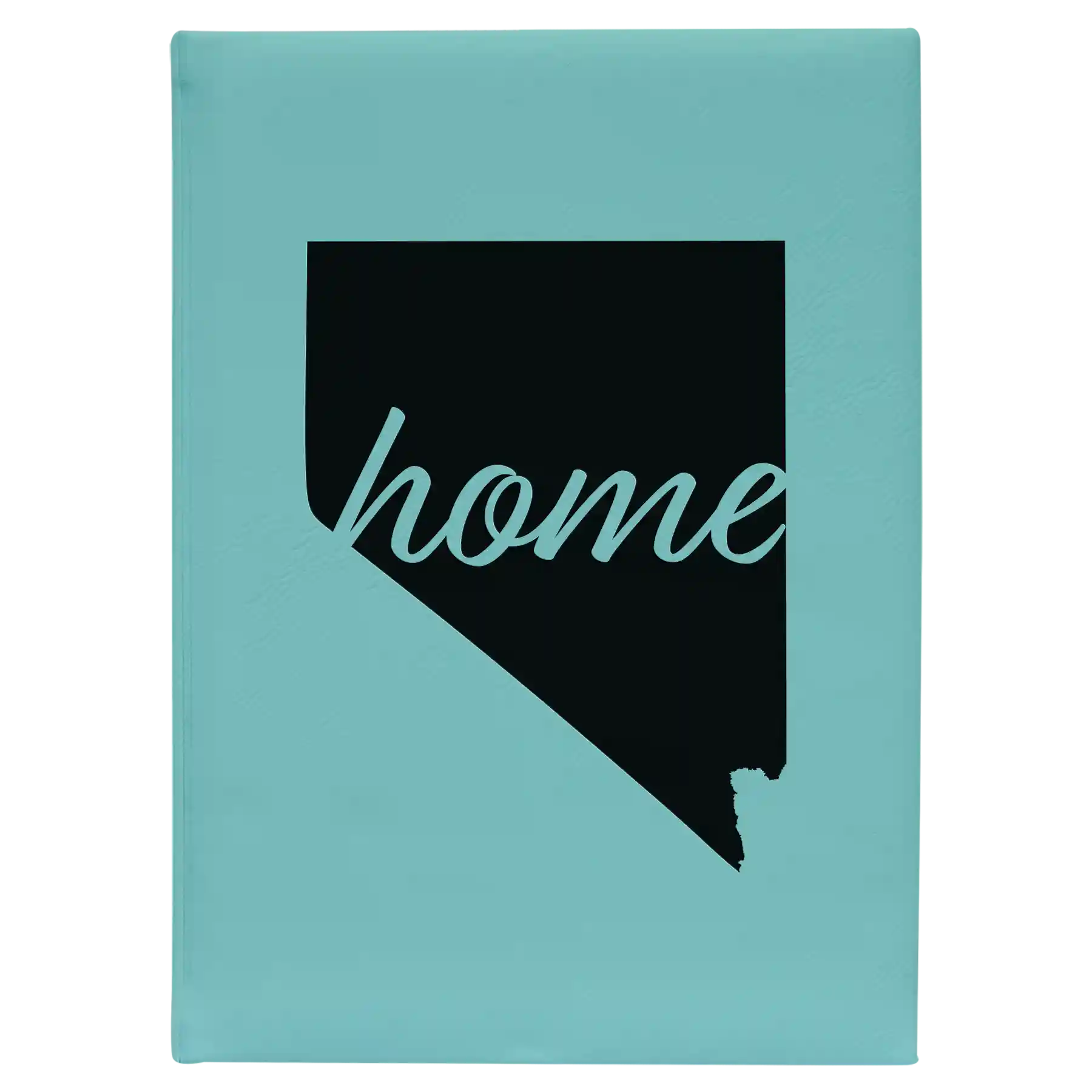 Large teal leatherette sketch book laser etched with 'Nevada Home' design