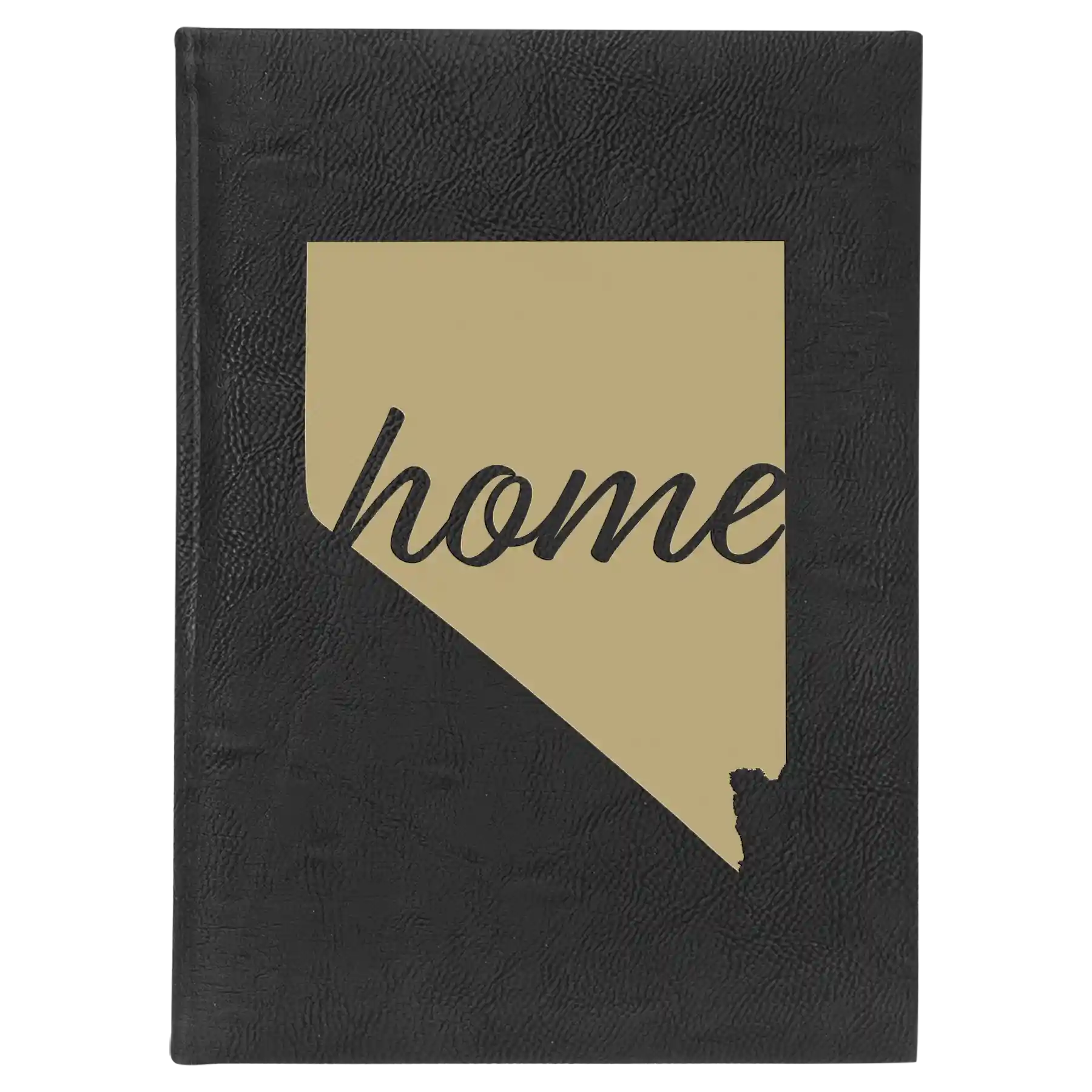 Large black/gold leatherette journal laser etched with 'Nevada Home' design