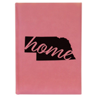Large pink leatherette sketch book laser etched with 'Nebraska Home' design