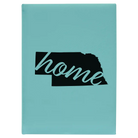 Large teal leatherette journal laser etched with 'Nebraska Home' design