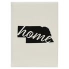 Large white leatherette sketch book laser etched with 'Nebraska Home' design