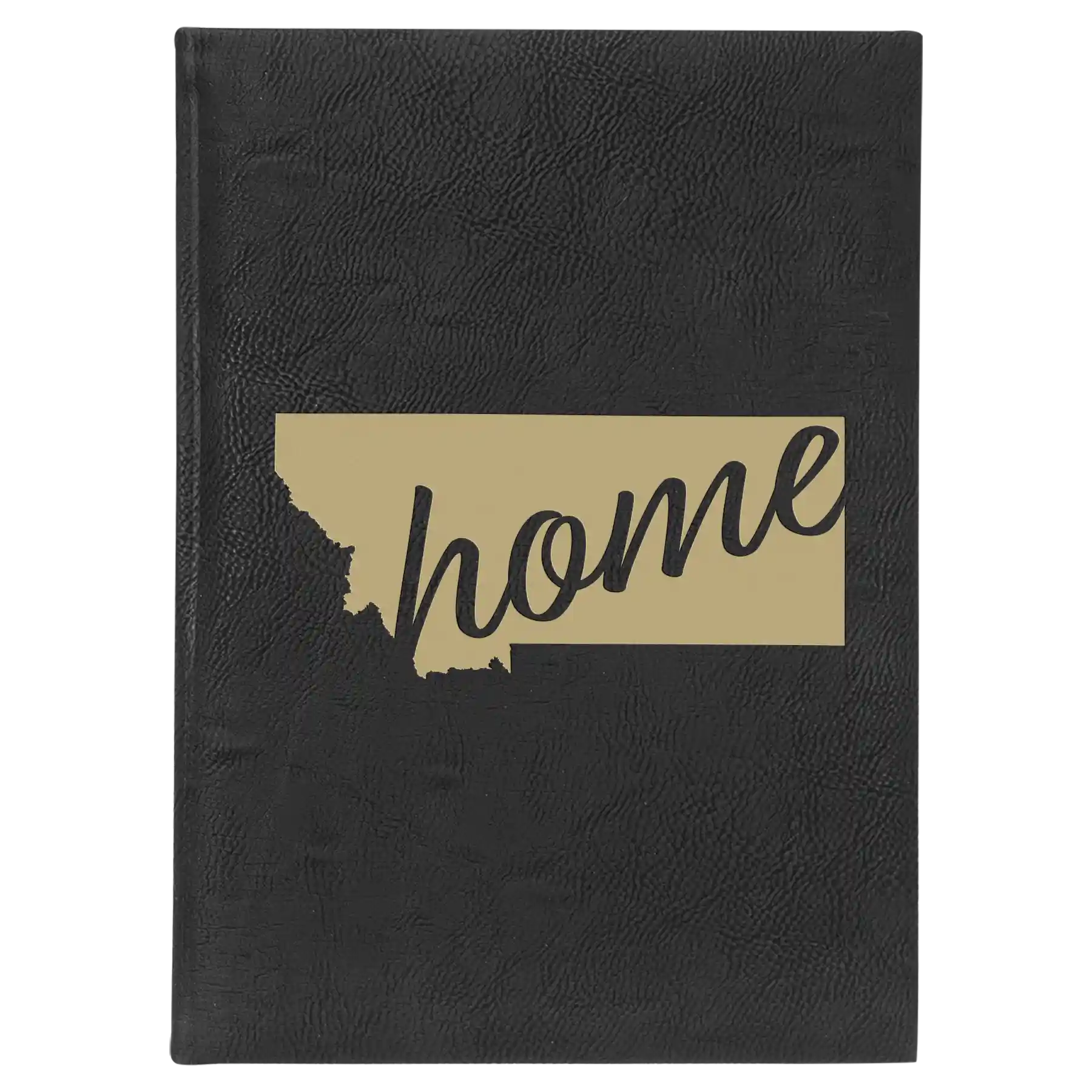 Large black/gold leatherette journal laser etched with 'Montana Home' design