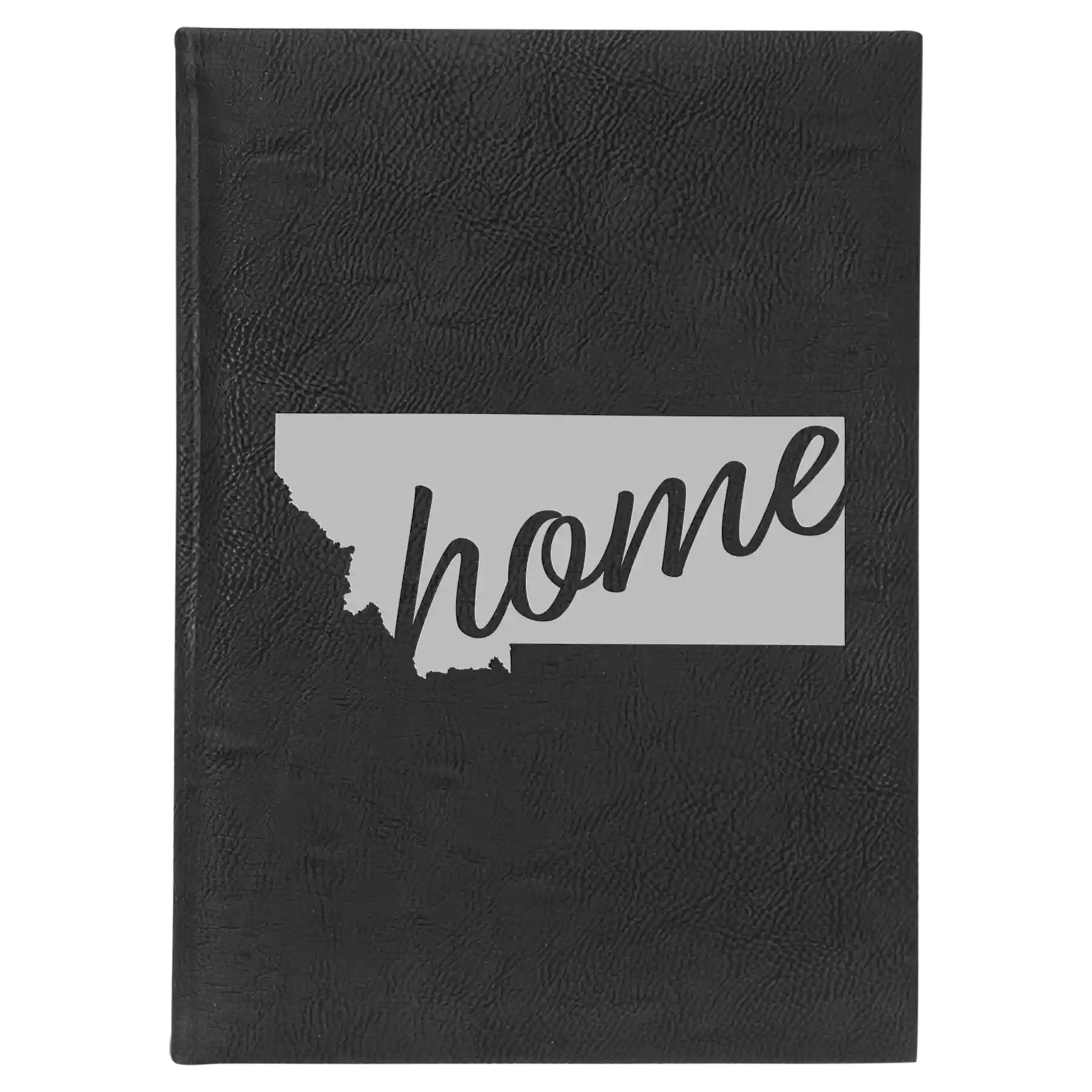 Large black/silver leatherette journal laser etched with 'Montana Home' design