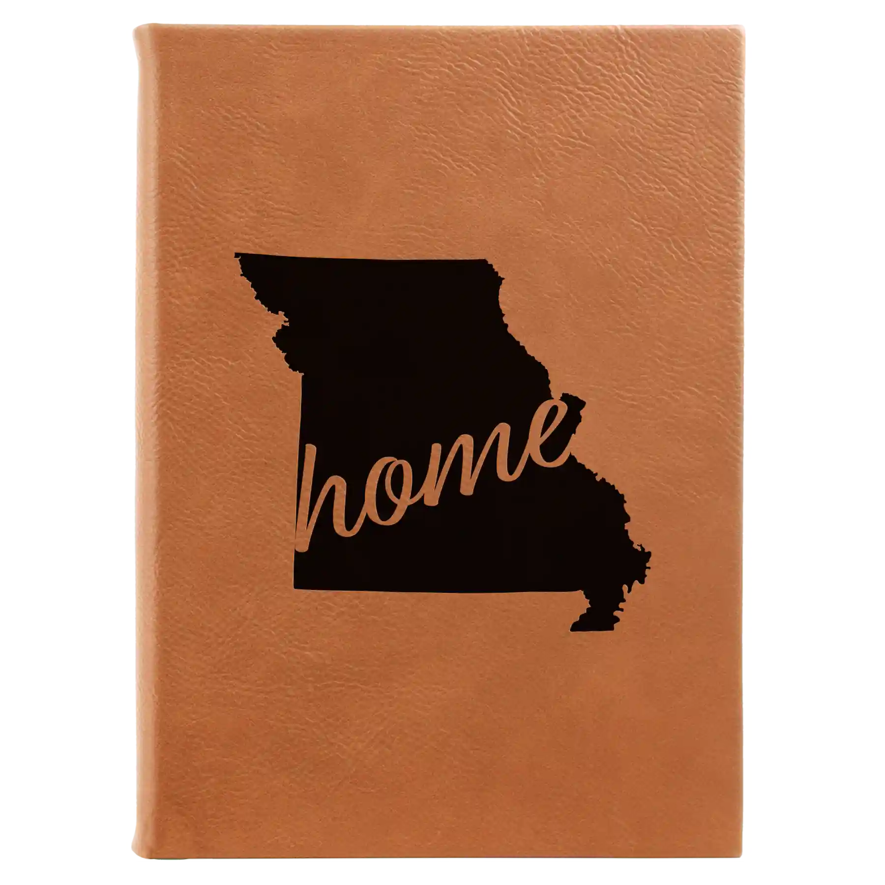 Large rawhide leatherette sketch book laser etched with 'Missouri Home' design