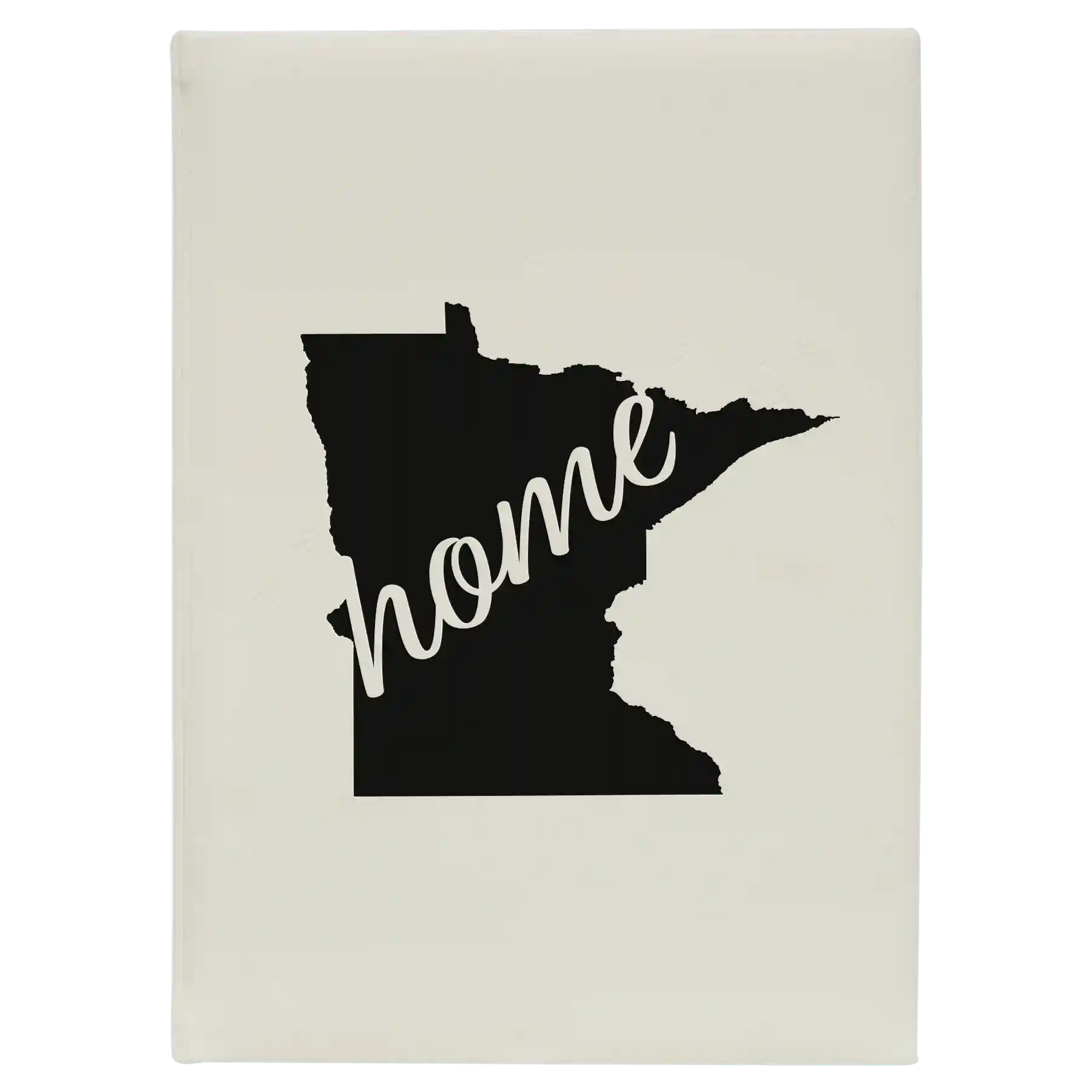 Large white leatherette journal laser etched with 'Minnesota Home' design