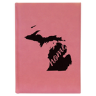 Large pink leatherette journal laser etched with 'Michigan Home' design