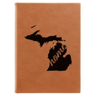 Large rawhide leatherette sketch book laser etched with 'Michigan Home' design
