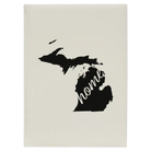 Large white leatherette sketch book laser etched with 'Michigan Home' design