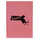 Large pink leatherette journal laser etched with 'Massachusetts Home' design