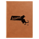 Large rawhide leatherette journal laser etched with 'Massachusetts Home' design