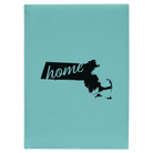 Large teal leatherette journal laser etched with 'Massachusetts Home' design
