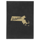 Large black/gold leatherette journal laser etched with 'Massachusetts Home' design