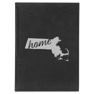 Large black/silver leatherette sketch book laser etched with 'Massachusetts Home' design