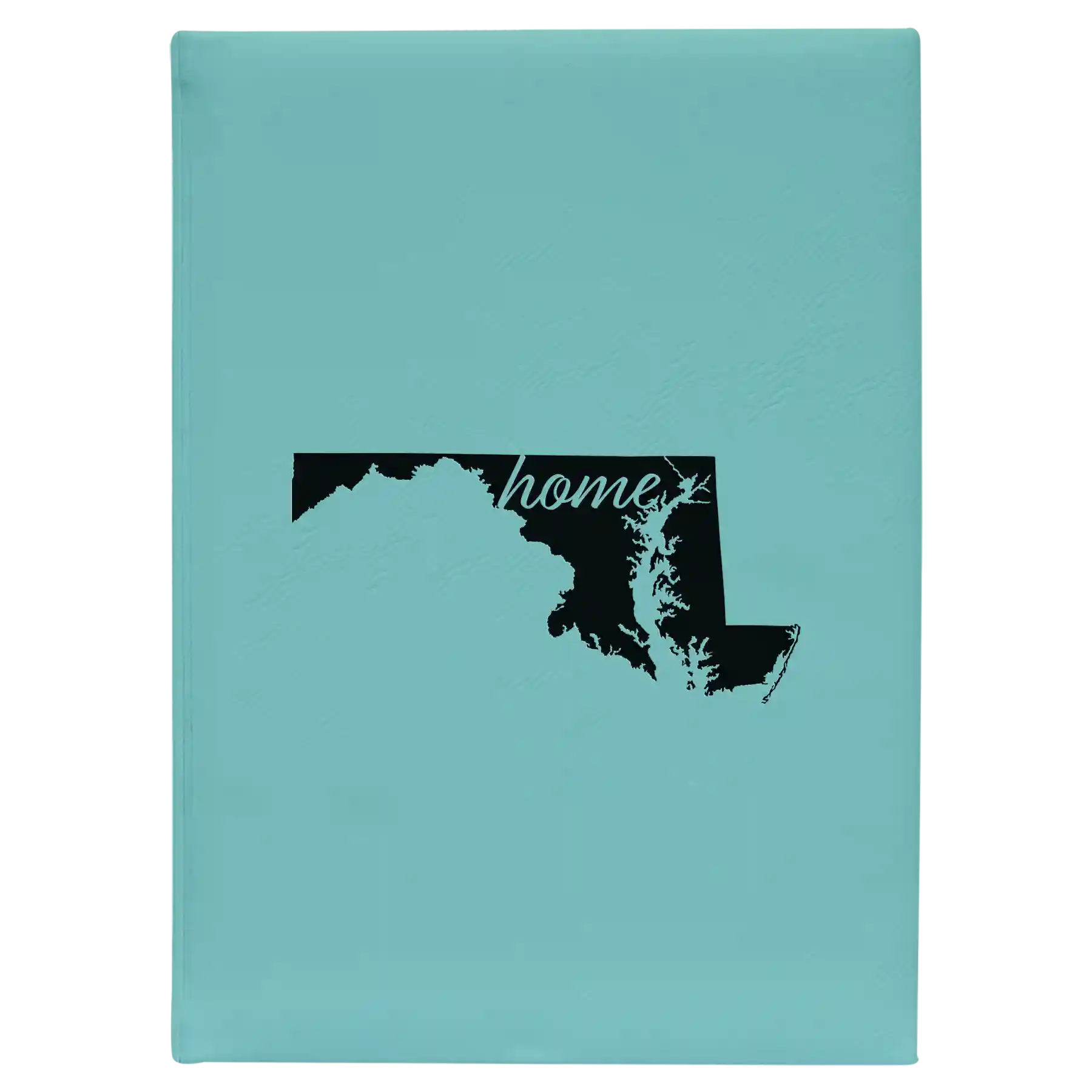Large teal leatherette sketch book laser etched with 'Maryland Home' design