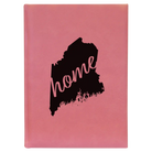 Large pink leatherette sketch book laser etched with 'Maine Home' design