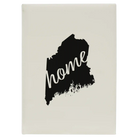 Large white leatherette sketch book laser etched with 'Maine Home' design