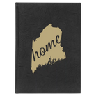 Large black/gold leatherette sketch book laser etched with 'Maine Home' design
