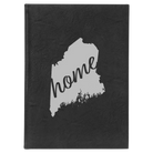 Large black/silver leatherette sketch book laser etched with 'Maine Home' design