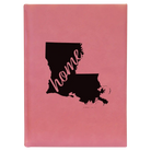 Large pink leatherette sketch book laser etched with 'Louisiana Home' design