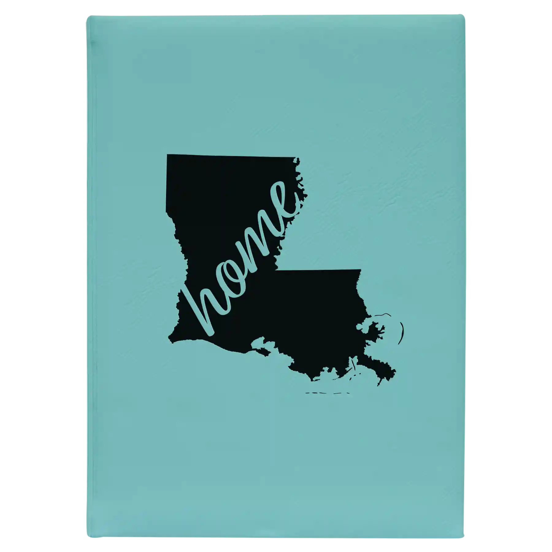 Large teal leatherette journal laser etched with 'Louisiana Home' design