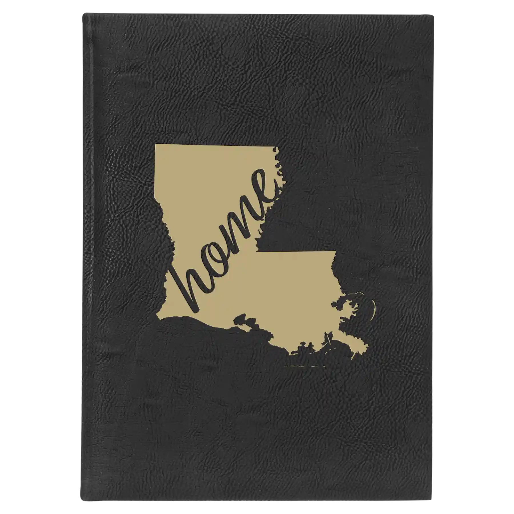 Large black/gold leatherette journal laser etched with 'Louisiana Home' design