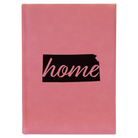 Large pink leatherette sketch book laser etched with 'Kansas Home' design