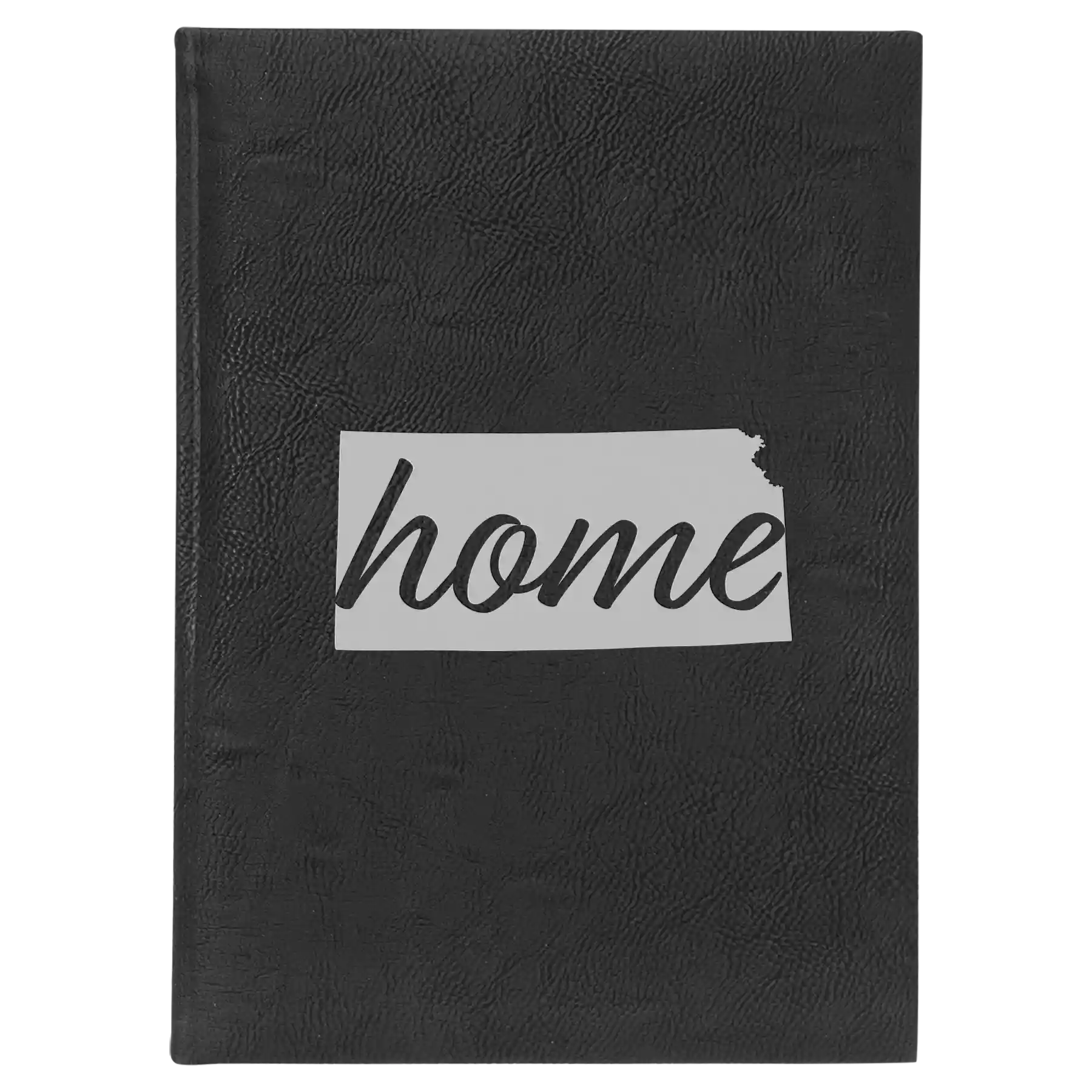 Large black/silver leatherette sketch book laser etched with 'Kansas Home' design